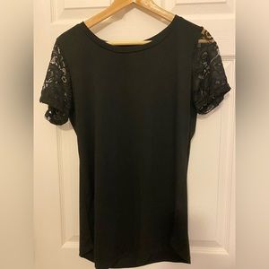 Black blouse with lace sleeves
